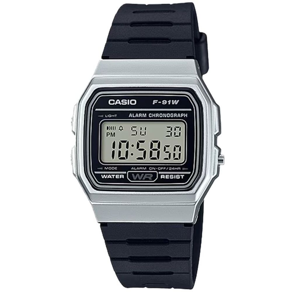 Casio Men's Classic Digital Watch with Silver Case - F-91WM-7ACF